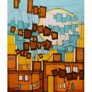 Salman Farooqi, 24 x 30 Inch, Acrylic on Canvas, Cityscape Painting, AC-SF-374